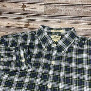 LL Bean Mens Traditional Fit Plaid Long‎ Sleeve Button Down Shirt Size Large
